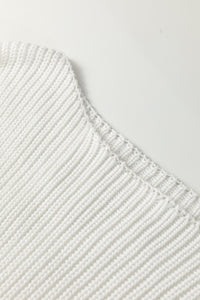 White Asymmetric Neck Drop Shoulder Baggy Slouchy Sweater