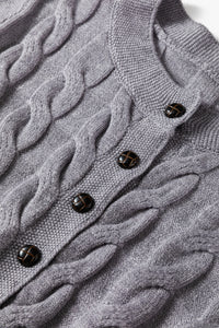 High Cable Knit Cardigan Sweater