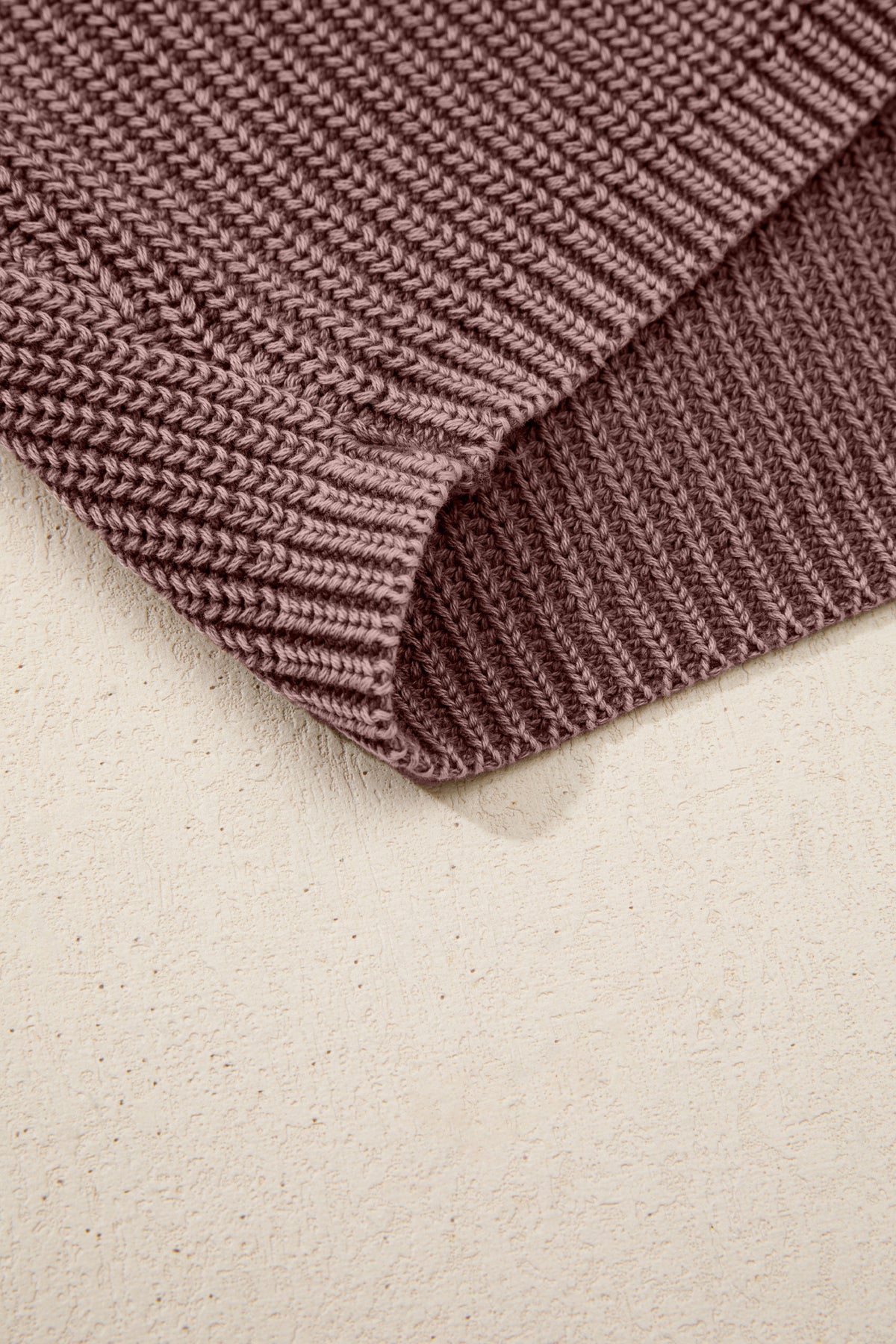 Dark Brown Mineral Washed Knit Button Polo Collar Loose Sweater