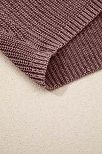 Dark Brown Mineral Washed Knit Button Polo Collar Loose Sweater