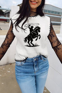 White Contrast Trim Round Neck Rodeo Cowboy Sweater Vest Dear-Lover Dropshipping