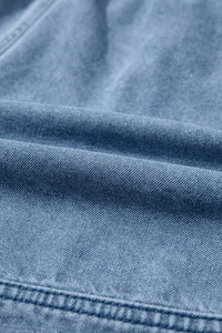 Dusk Blue Smocked Elastic Waist Denim Shorts
