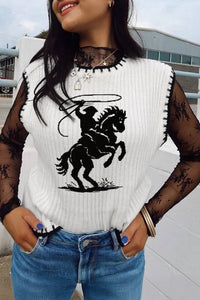 White Contrast Trim Round Neck Rodeo Cowboy Sweater Vest Dear-Lover Dropshipping
