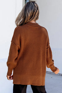 Red Dahlia Long Sleeve Ribbed Knit Stand Neck Regular Fit Sweater Dear-Lover Dropshipping